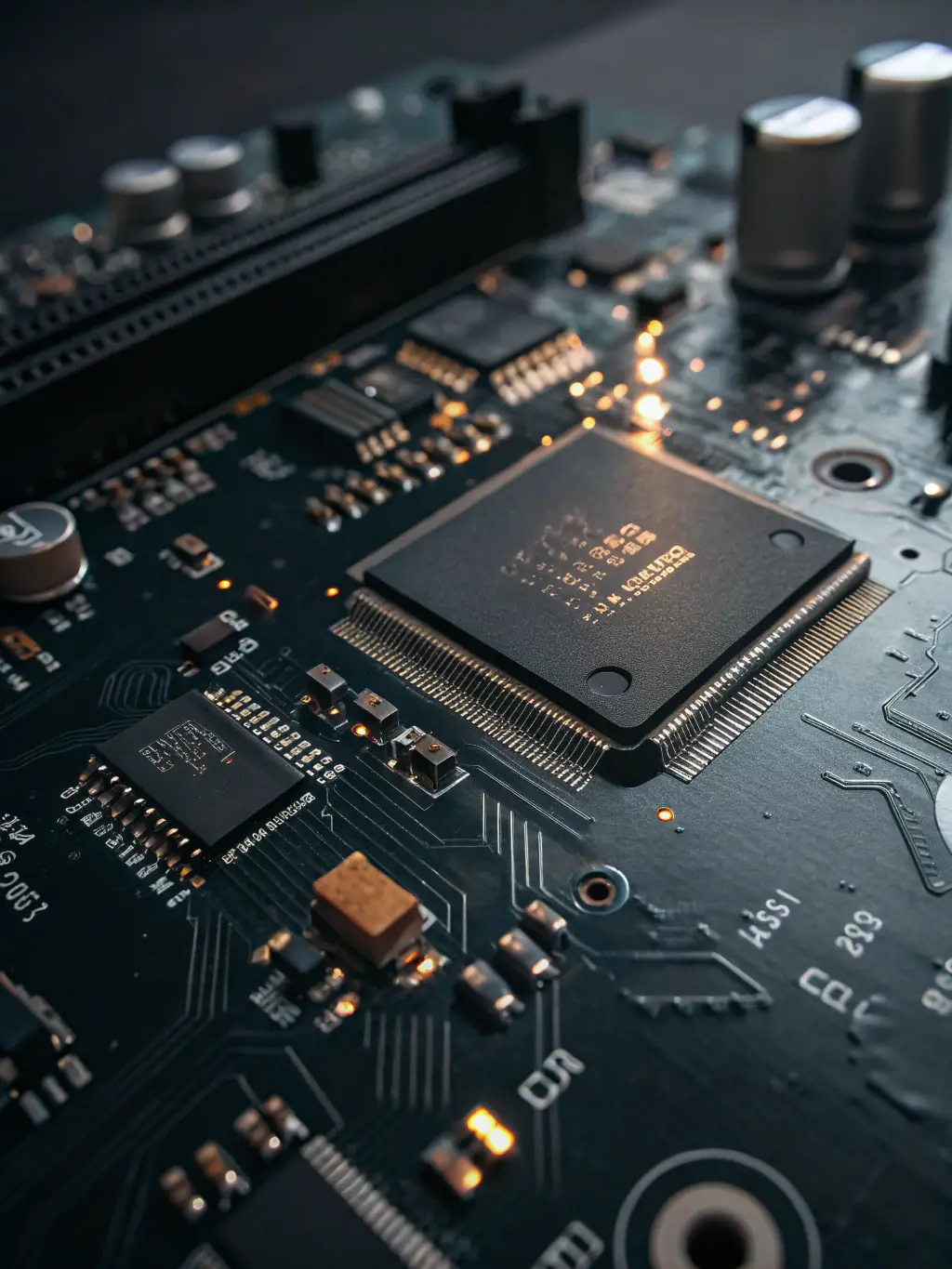 A close-up shot of various electronic components being sorted and processed at a recycling facility, showcasing the resource recovery aspect.